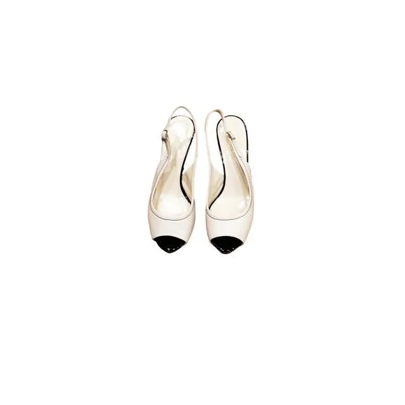 Kate Spade Nude &amp; Black Peep Toe Heels Size 7