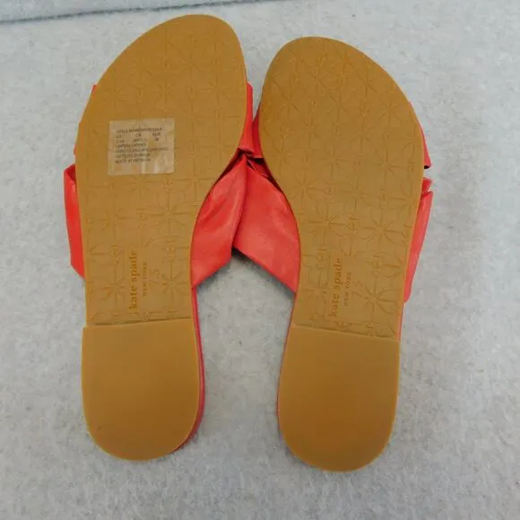 Kate Spade Womens Marcella Red Leather Slip On Slide Sandals Size 7.5 - New