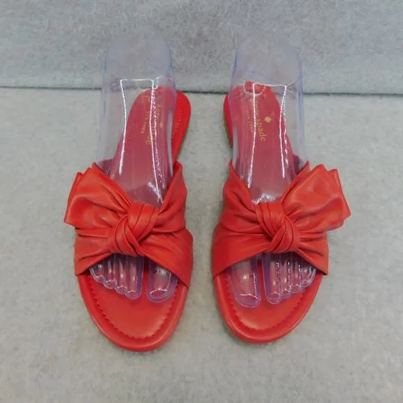 Kate Spade Womens Marcella Red Leather Slip On Slide Sandals Size 7.5 - New