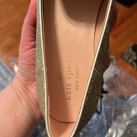 Kate Spade Women's New York Georgia Glitter Loafer Gold Sparkle Shoes NIB
