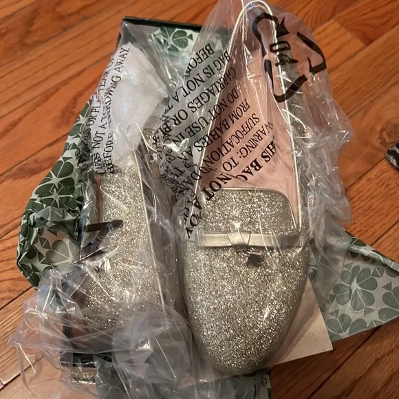 Kate Spade Women's New York Georgia Glitter Loafer Gold Sparkle Shoes NIB