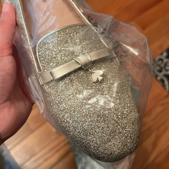 Kate Spade Women's New York Georgia Glitter Loafer Gold Sparkle Shoes NIB