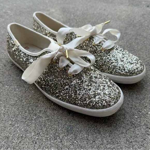 Kate Spade X Keds glitter shoes gold new without box size 8