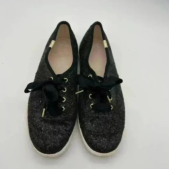 Kate Spate black glitter keds shoes