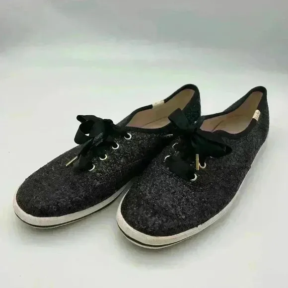 Kate Spate black glitter keds shoes