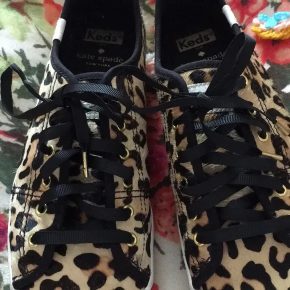 Keds by Kate spade leopard hair tennis shoes