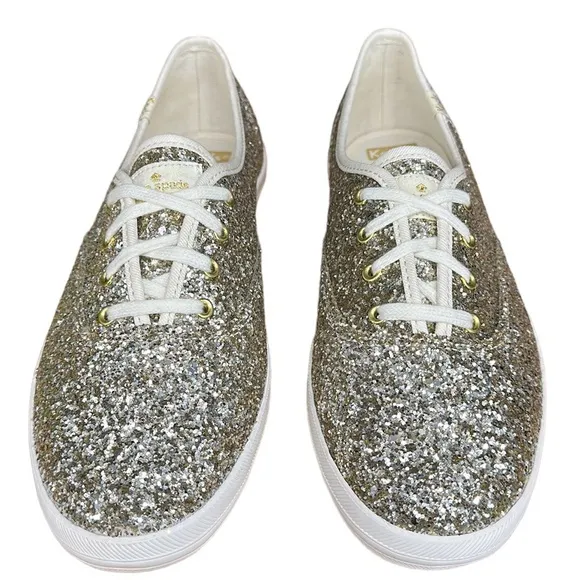 Keds for Kate Spade CH KS Platinum Gold Glitter #WF57125 Shoes Sneakers Size 9.5