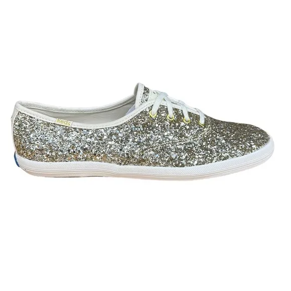 Keds for Kate Spade CH KS Platinum Gold Glitter #WF57125 Shoes Sneakers Size 9.5