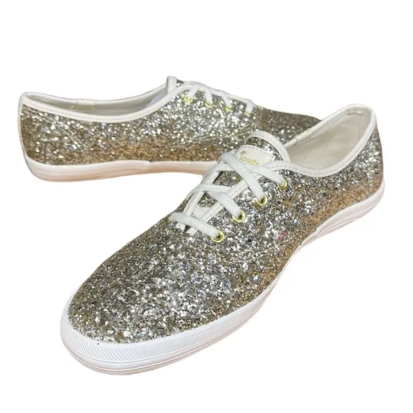 Keds for Kate Spade CH KS Platinum Gold Glitter #WF57125 Shoes Sneakers Size 9.5