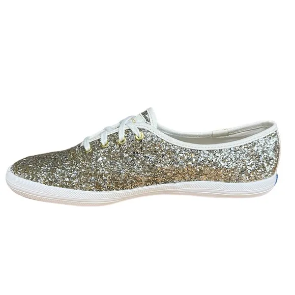 Keds for Kate Spade CH KS Platinum Gold Glitter #WF57125 Shoes Sneakers Size 9.5