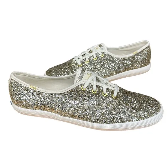 Keds for Kate Spade CH KS Platinum Gold Glitter #WF57125 Shoes Sneakers Size 9.5