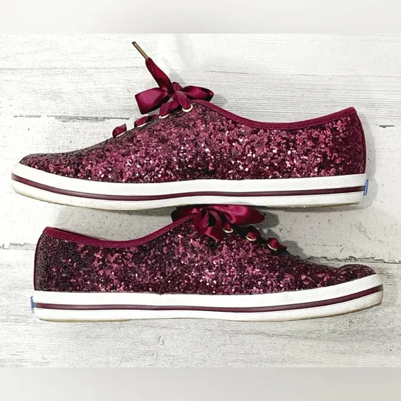 Keds for Kate Spade New York Glitter Sneaker Black Cherry Size 7 Like New