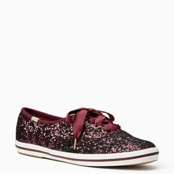 Keds for Kate Spade New York Glitter Sneaker Black Cherry Size 7 Like New