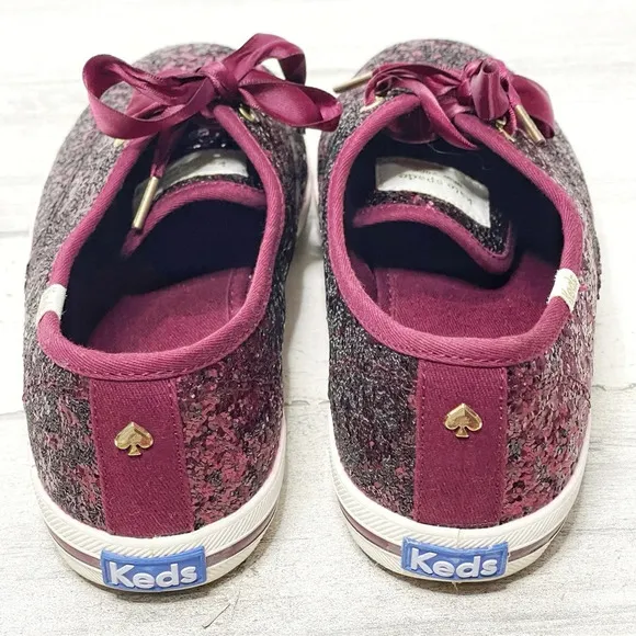 Keds for Kate Spade New York Glitter Sneaker Black Cherry Size 7 Like New