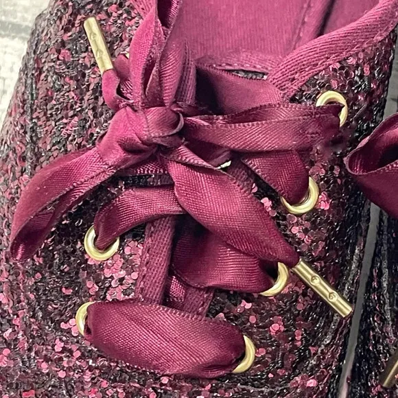 Keds for Kate Spade New York Glitter Sneaker Black Cherry Size 7 Like New