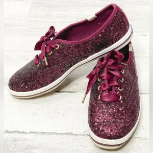 Keds for Kate Spade New York Glitter Sneaker Black Cherry Size 7 Like New