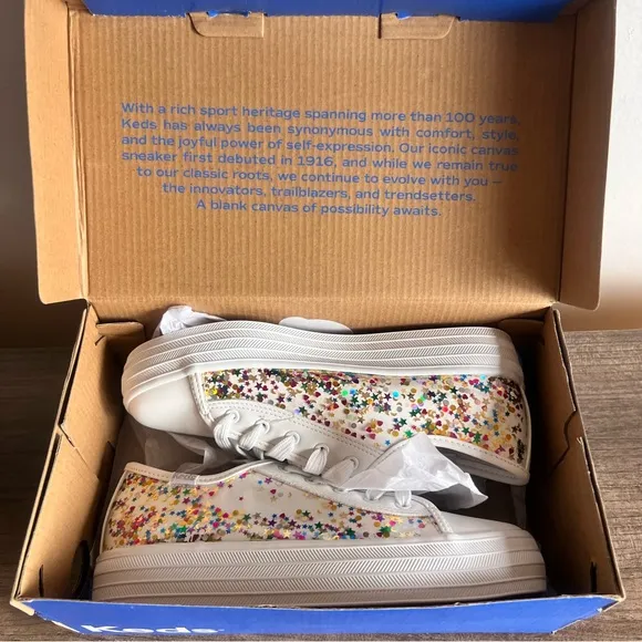 KEDS Triple Up Glitter Under Glass Youth Shoe NEW Size 2