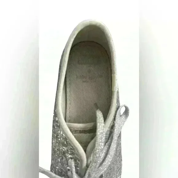 Keds X Kate Spade Glitter Sneakers 9.5 - Silver, Lace-Up Flats, Sparkly Shoes