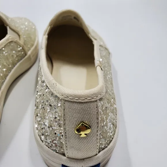Keds x Kate Spade Metallic Glitter Champion Originals Shoes White Silver Slip On