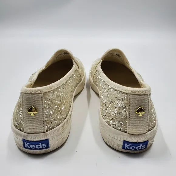 Keds x Kate Spade Metallic Glitter Champion Originals Shoes White Silver Slip On