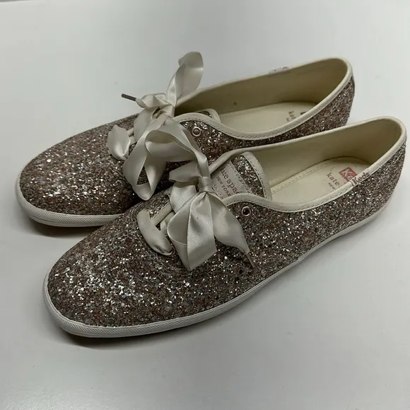 Keds x Kate Spade new york Sneakers Lace Up Shoes Rose Glitter New Women's 11