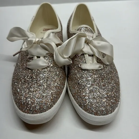 Keds x Kate Spade new york Sneakers Lace Up Shoes Rose Glitter New Women's 11