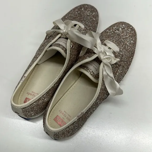 Keds x Kate Spade new york Sneakers Lace Up Shoes Rose Glitter New Women's 11