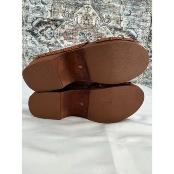 Kelsi Dagger Brooklyn Clog Sandals Size 9 Brown Leather Wooden Heel  Summer