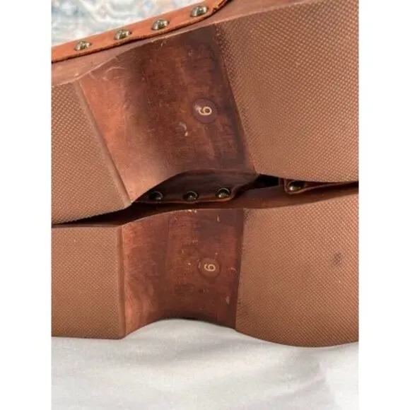 Kelsi Dagger Brooklyn Clog Sandals Size 9 Brown Leather Wooden Heel  Summer