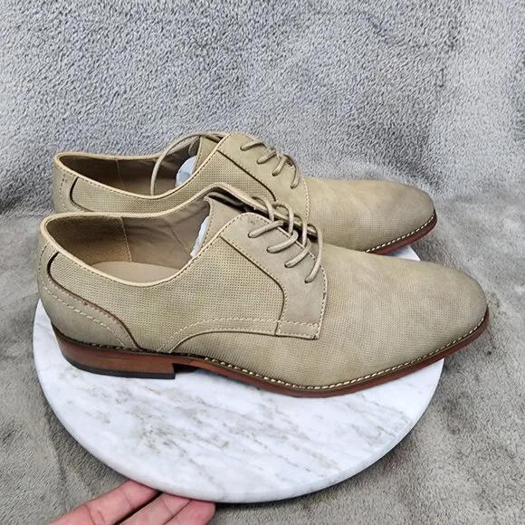 Kenneth Cole Unlisted Shoes Mens Size 8 Blake Buck Taupe Lace Up Dress *NWT*