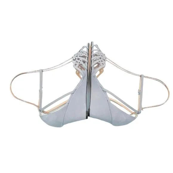 Klub Nico Kingston Laser Cut Ankle Wrap Wedge Heel Light Gray Lavender Size 8