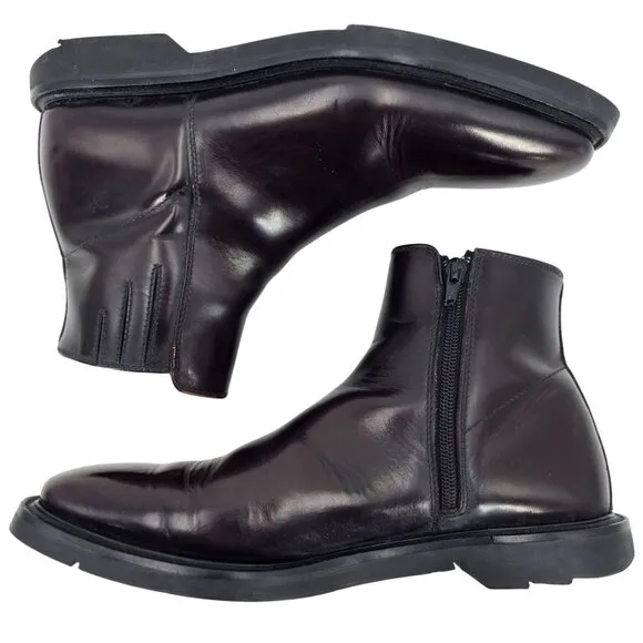 Koil Italy Men's size 11.5D Burgundy Leather Dress Shoes Zip Ankle Chelsea Boots