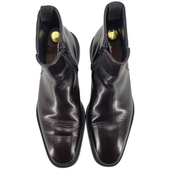 Koil Italy Men's size 11.5D Burgundy Leather Dress Shoes Zip Ankle Chelsea Boots