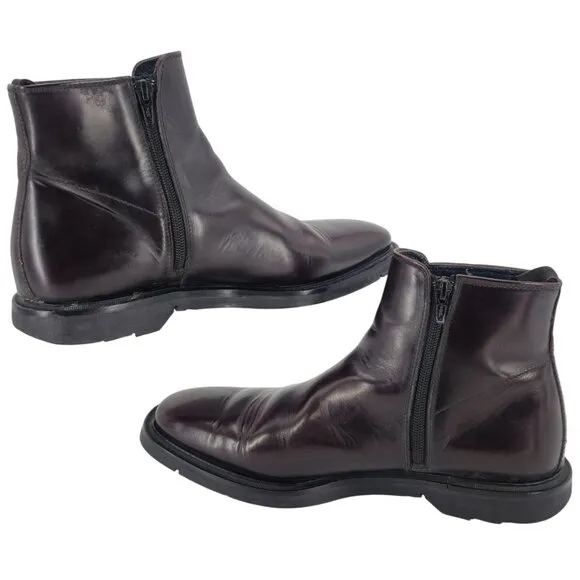 Koil Italy Men's size 11.5D Burgundy Leather Dress Shoes Zip Ankle Chelsea Boots