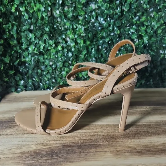 Kurt Geiger Tan &amp; Gold Strappy Design and Stiletto Style Heels Size 38.5 Or 7.5