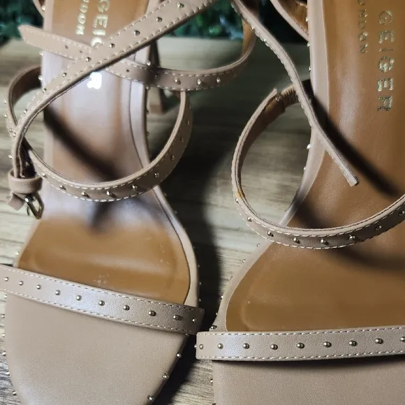 Kurt Geiger Tan &amp; Gold Strappy Design and Stiletto Style Heels Size 38.5 Or 7.5
