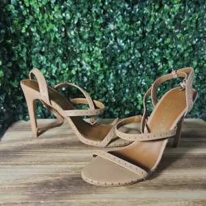 Kurt Geiger Tan &amp; Gold Strappy Design and Stiletto Style Heels Size 38.5 Or 7.5