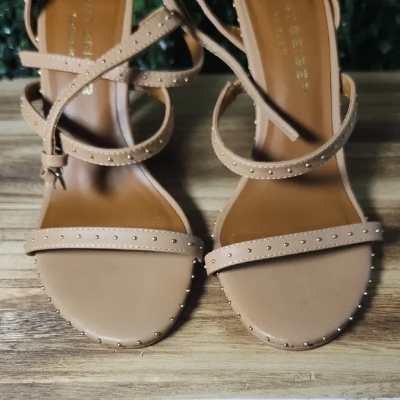 Kurt Geiger Tan &amp; Gold Strappy Design and Stiletto Style Heels Size 38.5 Or 7.5