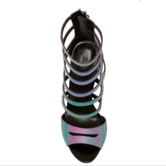 L.A.M.B. Gwen Stefani Oakley iridescent gladiator strappy stiletto heels 6.5