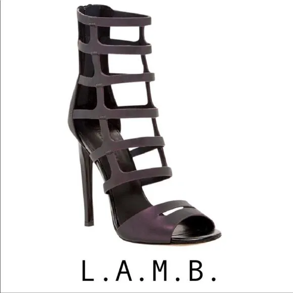 L.A.M.B. Gwen Stefani Oakley iridescent gladiator strappy stiletto heels 6.5