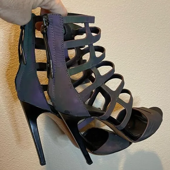 L.A.M.B. Gwen Stefani Oakley iridescent gladiator strappy stiletto heels 6.5