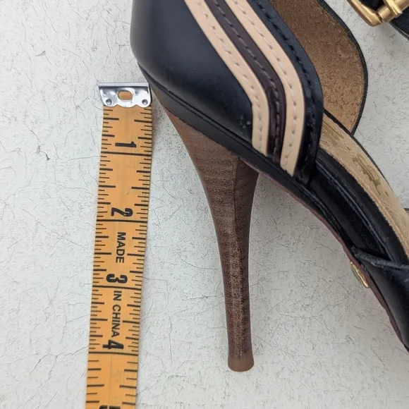 L.A.M.B | Tailynn Two-tone Strappy Sandal 4&quot; Stiletto Heel Size 8 Black Cream