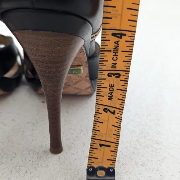 L.A.M.B | Tailynn Two-tone Strappy Sandal 4&quot; Stiletto Heel Size 8 Black Cream