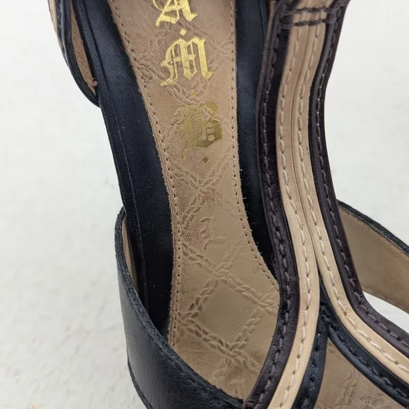 L.A.M.B | Tailynn Two-tone Strappy Sandal 4&quot; Stiletto Heel Size 8 Black Cream