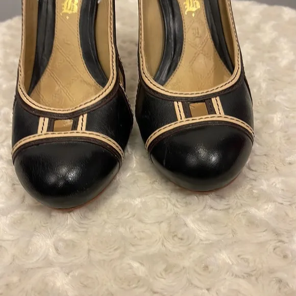 L.A.M.B. Women Leather Cut-out Pumps Shoes Black  Size 8M