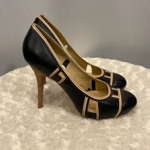 L.A.M.B. Women Leather Cut-out Pumps Shoes Black  Size 8M