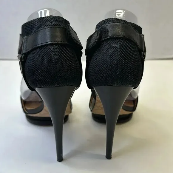LAMB by Gwen Stefani Stiletto Platform High Heels Black Leather Shoes Size 8.5
