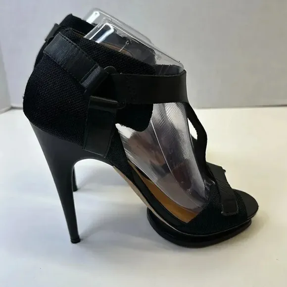 LAMB by Gwen Stefani Stiletto Platform High Heels Black Leather Shoes Size 8.5