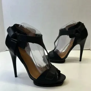 LAMB by Gwen Stefani Stiletto Platform High Heels Black Leather Shoes Size 8.5