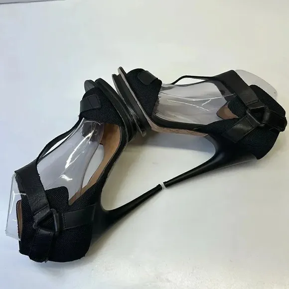 LAMB by Gwen Stefani Stiletto Platform High Heels Black Leather Shoes Size 8.5